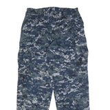 Mens Blue Digital Camouflage Trousers Regular Fit W32 L32 Cargo Cotton Blend