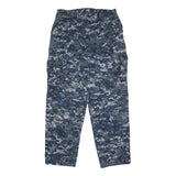 Mens Blue Digital Camouflage Trousers Regular Fit W32 L32 Cargo Cotton Blend