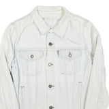 LEVI'S Mens White Cotton Blend Denim Jacket S Button Closure Classic Fit