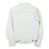 LEVI'S Mens White Cotton Blend Denim Jacket S Button Closure Classic Fit