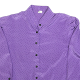 Womens Purple Printed Shirt Long Sleeve V-Neck Polka Dot M Button Up Top