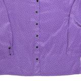 Womens Purple Printed Shirt Long Sleeve V-Neck Polka Dot M Button Up Top
