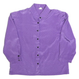 Womens Purple Printed Shirt Long Sleeve V-Neck Polka Dot M Button Up Top
