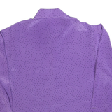 Womens Purple Printed Shirt Long Sleeve V-Neck Polka Dot M Button Up Top
