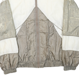 Womens White & Beige Plain Zip Jacket M Polyester Blend Casual Lightweight