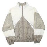 Womens White & Beige Plain Zip Jacket M Polyester Blend Casual Lightweight