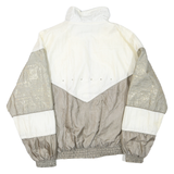 Womens White & Beige Plain Zip Jacket M Polyester Blend Casual Lightweight