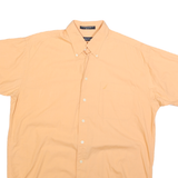 NAUTICA Mens Peach & Yellow Cotton Blend Short Sleeve Shirt L Classic Casual