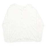 BENETTON Womens White Plain Button Up Crew Neck Basic Knit Jumper XS Lightweight