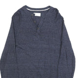 C&A Mens Blue Plain Cotton Pullover Crew Neck Jumper S Comfortable Casual