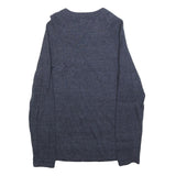 C&A Mens Blue Plain Cotton Pullover Crew Neck Jumper S Comfortable Casual