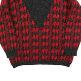 IMPRONTE Womens Red & Black Patterned Jumper Round Neck Chunky Knit L Stylish