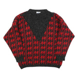 IMPRONTE Womens Red & Black Patterned Jumper Round Neck Chunky Knit L Stylish