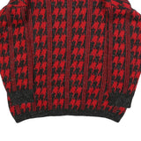 IMPRONTE Womens Red & Black Patterned Jumper Round Neck Chunky Knit L Stylish