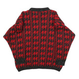 IMPRONTE Womens Red & Black Patterned Jumper Round Neck Chunky Knit L Stylish