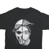 Mens Black Graphic T-Shirt S Short Sleeve Crew Neck Cotton Blend Skull Print