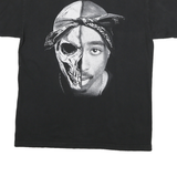 Mens Black Graphic T-Shirt S Short Sleeve Crew Neck Cotton Blend Skull Print