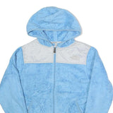 THE NORTH FACE Womens Blue & White Jacket XS Polyester Blend Fleece Zip Hooded