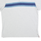 TOMMY HILFIGER Mens White & Blue Stripe Short Sleeve Polo Shirt L Cotton Blend