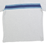 TOMMY HILFIGER Mens White & Blue Stripe Short Sleeve Polo Shirt L Cotton Blend