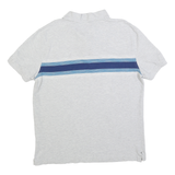 TOMMY HILFIGER Mens White & Blue Stripe Short Sleeve Polo Shirt L Cotton Blend