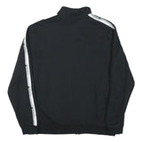 PUMA Mens Black & White Sport Zip Cotton Blend Jacket L Logo Tape Stripe Casual