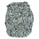 KAREN MILLEN Womens Blue Printed Blouse Long Sleeve Collared UK 8 Stylish