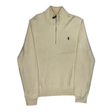 Polo By Ralph Lauren 1/4 Zip - Large Cream Cotton