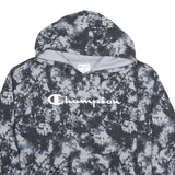 CHAMPION Womens Black & Grey Tie Dye Pullover Hoodie L Cotton Blend