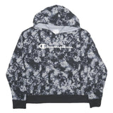 CHAMPION Womens Black & Grey Tie Dye Pullover Hoodie L Cotton Blend
