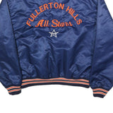 C&L Mens Blue Nylon Baseball Softball Jacket XL Polyester Button Bomber