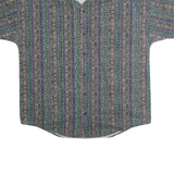 FRANK Mens Green & Purple Pattern Shirt L Button Cotton Casual Summer