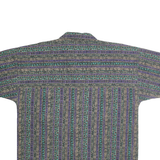 FRANK Mens Green & Purple Pattern Shirt L Button Cotton Casual Summer