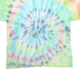 GILDAN Mens Yellow Tie Dye T-Shirt XL Short Sleeve Crew Neck Spiral Pattern