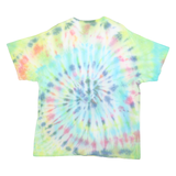 GILDAN Mens Yellow Tie Dye T-Shirt XL Short Sleeve Crew Neck Spiral Pattern