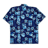 Tropical World Floral Hawaiian Shirt - Large Blue Cotton