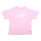 PUMA Womens Pink T-Shirt L Short Sleeve Crew Neck Logo Printed Cotton Blend