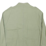 ZARA Womens Green Button Cotton Blend Jacket L Crochet Trim Lightweight