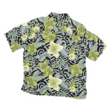BON HOMME Mens Green Pattern Rayon Shirt M Floral Black Grey Hawaiian Casual
