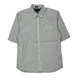Tommy Hilfiger Striped Short Sleeve Shirt - Medium Blue Cotton