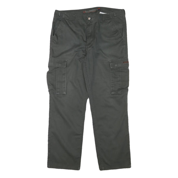 TEDDYS Mens Regular Fit Green Cargo Trousers W37 L30 Cotton Blend Zip Closure
