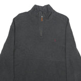 POLO RALPH LAUREN Mens Charcoal Patterned Jumper 1/4 Zip Cotton L Pullover