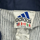 Adidas Striped Windbreaker - XL Navy Nylon