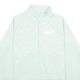 PUMA Womens White 1/4 Zip S Cotton Blend Sweatshirt Pullover Casual Activewear