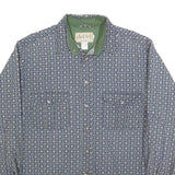 DUFFEL Mens Blue & Green Cotton Blend Shirt M Long Sleeve Casual Patterned
