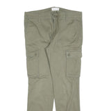 PIER ONE Womens Cotton Blend Slim Cargo Trousers Olive Green W34 L30 Casual