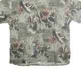 ISLAND SHORES Mens Green Floral Hawaiian Shirt XL Cotton Tropical Pattern Casual