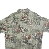 ISLAND SHORES Mens Green Floral Hawaiian Shirt XL Cotton Tropical Pattern Casual