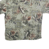 ISLAND SHORES Mens Green Floral Hawaiian Shirt XL Cotton Tropical Pattern Casual