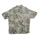 ISLAND SHORES Mens Green Floral Hawaiian Shirt XL Cotton Tropical Pattern Casual
